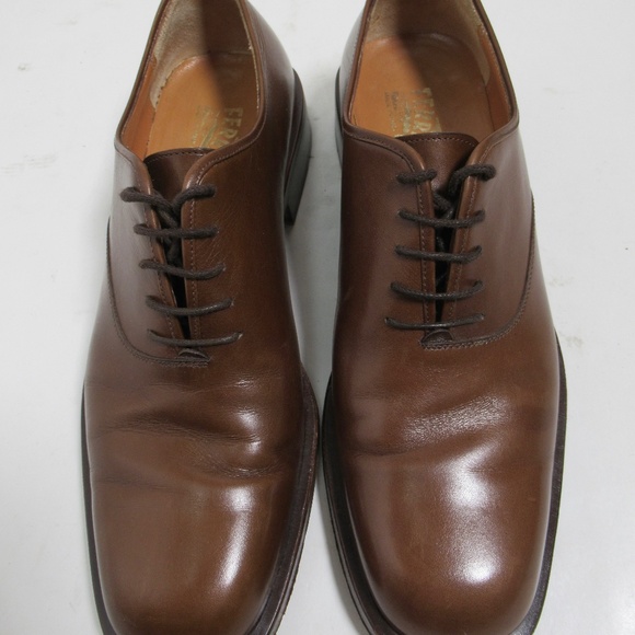 Salvatore Ferragamo Men\'s Lace Up Leather Dress Shoes Brown TA 4838 Size 8 US M main image 10